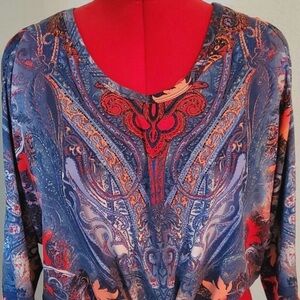 Paisley Print Women's Top - Blue and Red
